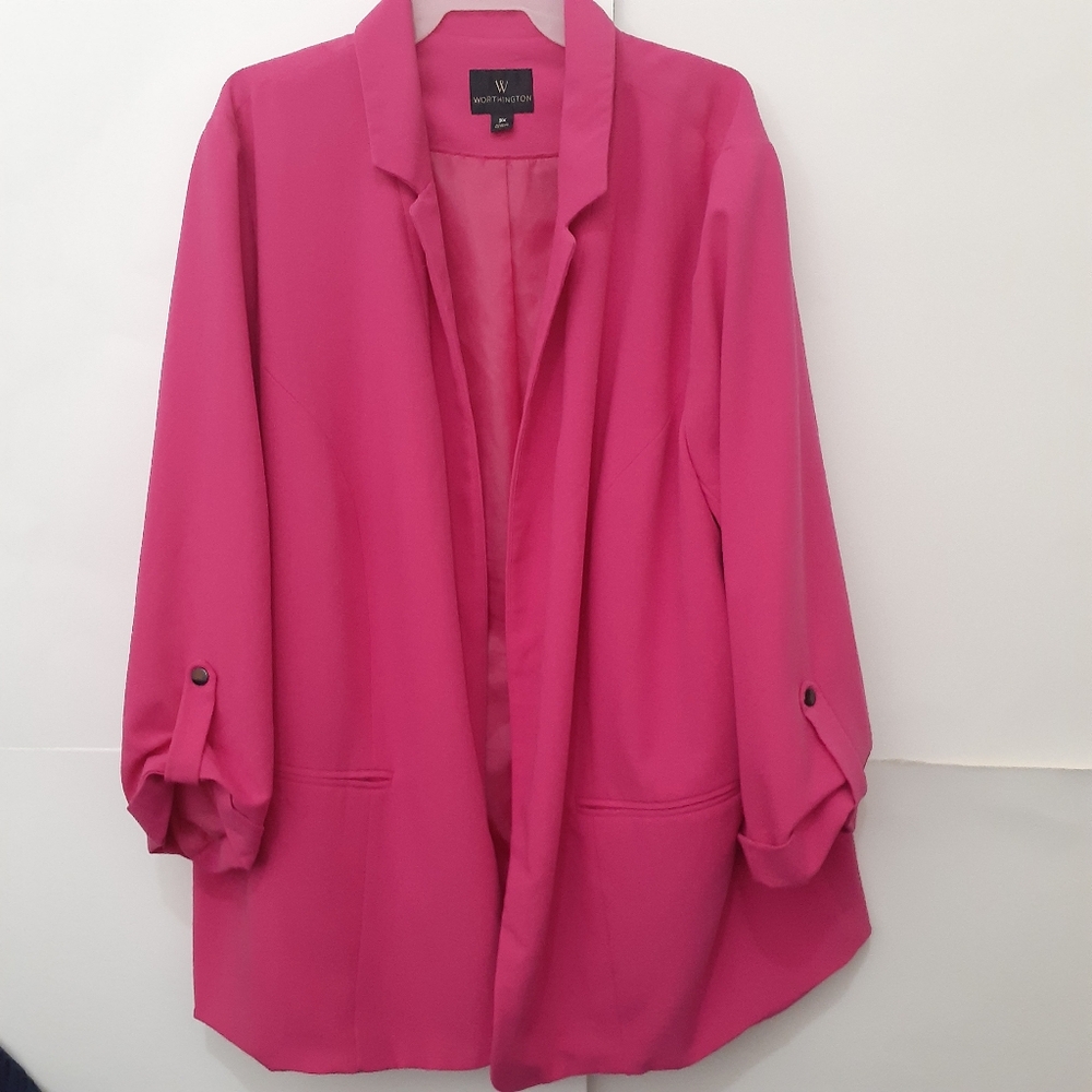 WORTHINGTON Hot PINK Short Sleeve Blazer Size 3X